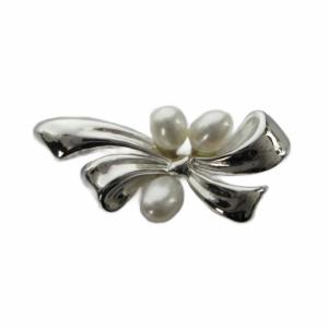 ネックレス トップのみ アクセサリー ペンダント リボン パール 真珠 5mm Silver925 シルバー色