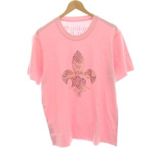 Tシャツ カットソー 半袖 ラインストーン カットオフ M ピンク /HN GY18