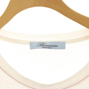 Blumarine Tシャツ カットソー 半袖 花柄 フラワーモチーフ ロゴ ラインストーン 44 白 ホワイト WD0228102
