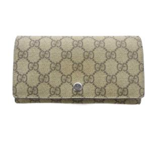 長財布 小銭入れあり 二つ折り財布 PVC レザー GGスプリーム ロゴ 茶色 ブラウン 115048・0416