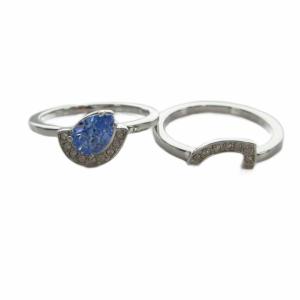 SWAROVSKI 指輪 2連 アクセサリー リング ラインストーン クリスタル ロゴ 13号 シルバー色 GY18 /MQ