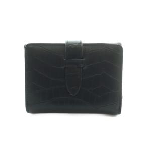 二つ折り財布 小銭入れ レザー 型押し 黒 /MI GY18