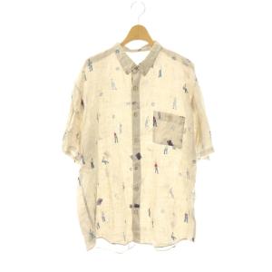 シャツ 半袖 リネン 総柄 LL ベージュ マルチカラー D0493FBP208 /DO GY11