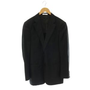 ARMANI COLLEZIONI シングルスーツ テーラードジャケット 背抜き ノーベント ストライプ パンツ 48 ブラック /HK GY11
