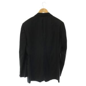 ARMANI COLLEZIONI シングルスーツ テーラードジャケット 背抜き ノーベント ストライプ パンツ 48 ブラック /HK GY11