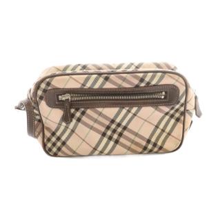 BURBERRY BLUE LABEL チェック柄ショルダーバッグ キャンバス レザー マルチカラー ピンク 茶 ブラウン /SS OS