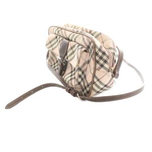 BURBERRY BLUE LABEL チェック柄ショルダーバッグ キャンバス レザー マルチカラー ピンク 茶 ブラウン /SS OS