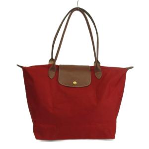 ル プリアージュ Le Pliage トートバッグ ナイロン レザー 折りたたみ ロゴ 赤 レッド 茶色