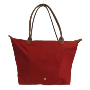Longchamp ル プリアージュ Le Pliage トートバッグ ナイロン レザー 折りたたみ ロゴ 赤 レッド 茶色