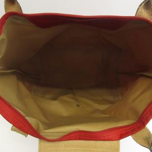 Longchamp ル プリアージュ Le Pliage トートバッグ ナイロン レザー 折りたたみ ロゴ 赤 レッド 茶色
