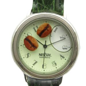 PR-3004 NESCAFE ネスカフェ 腕時計 クォーツ ウォッチ レザーベルト シルバー色 GY18