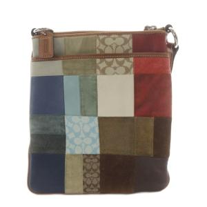 COACH マルチカラーパッチワークショルダーバッグ シグネチャー柄 マルチカラー