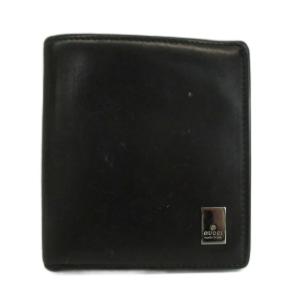 財布 二つ折り レザー ロゴプレート 黒 ブラック 034・1323・0846 /XZ GY18