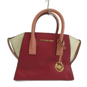 アヴリル AVRIL ハンドバッグ ショルダー 2WAY レザー ロゴ ゴールド金具 ボルドー 白 ホワイト