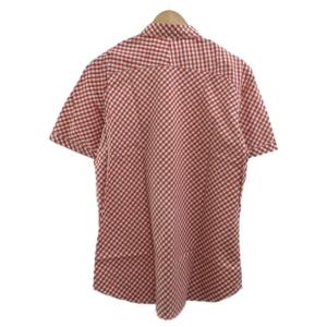 Salvatore Ferragamo カジュアルシャツ L 赤 レッド チェック柄 半袖 レギュラーカラー /PP GY18