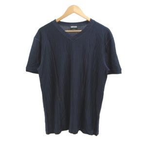 Tシャツ 絹 シルク 38 紺 ネイビー Vネック 半袖 リブ編み /NP GY18