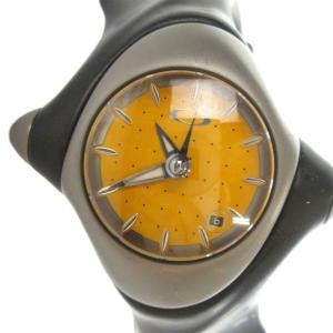 ジャンク品 クラッシュ 腕時計 クォーツ デイト オレンジ文字盤 ブラック