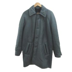 レザーコート 48 深緑 ダークグリーン 長袖 レギュラーカラー 比翼仕立て /NP GY18