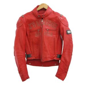 K's Leather 別注カラー レッドスター ライダース ジャケット L レッド