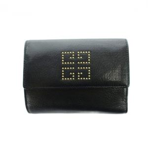 二つ折り財布 ウォレット レザー ロゴ 黒 ブラック GY18 /MQ
