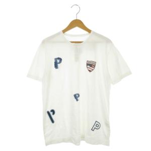 Tシャツ M 白 ホワイト 半袖 ロゴ ヘンリーネック D0473UTS027 /AH34 GY18