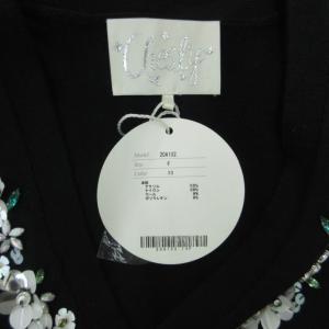 Chesty ニットカーディガン F 黒 ブラック Vネック 花柄装飾 フェイクパール ラインストーン /HO14 GY18