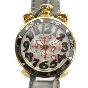 マヌアーレ 48mm 腕時計 クォーツ クロノグラフ カレンダー付き デイト ゴールドカラー