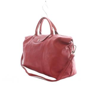 Longchamp ハンドバッグ ショルダーバッグ 赤 レッド 2WAY レザー フラップ スナップボタン /RI OS GY42