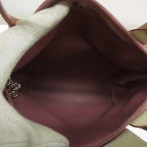 Longchamp ミニハンドバッグ ナイロン エナメル ロゴ 型押し ピンク 茶色 ブラウン /XZ GY18