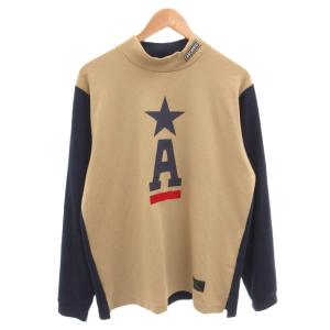 カットソー ロンT ハイネック 長袖 ロゴ 50 ベージュ 紺 ネイビー /FF GY18