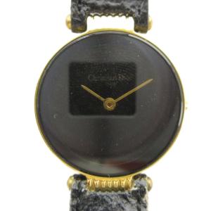 ジャンク品 4715032 腕時計 ウォッチ クォーツ 黒文字盤 レザーベルト ゴールド色 GY18 /MQ