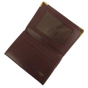 Cartier マストライン カードケース 名刺入れ レザー ドゥーブルC ロゴ ゴールド金具 ボルドー /XZ GY18