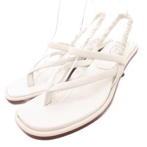 トングサンダル ヒール ストラップ レザー 37 白 ホワイト /JS GY11