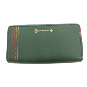 長財布 ウォレット 小銭入れあり PVC ロゴ ラウンドファスナー 緑 グリーン /FF GY11