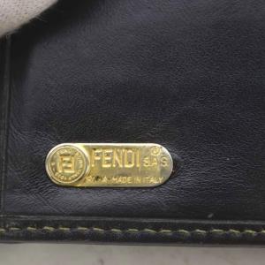 FENDI 財布 二つ折り ペカン柄 がま口 PVC ブラウン ブラック 2270-01692-078 /YO14