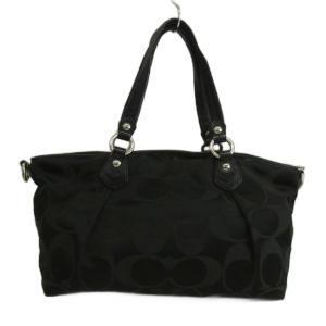 COACH ポピー POPPY ハンドバッグ ショルダー 2WAY キャンバス レザー シグネチャー ロゴ 黒 ブラック