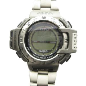 ジャンク品 PRT-411 PROTREK 腕時計 ウォッチ クォーツ デジタル カレンダー付き シルバー色
