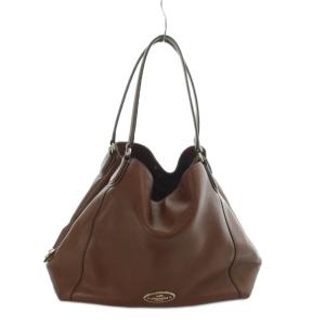 イーディー ショルダー バッグ トート ハンド ロゴ レザー 茶 ブラウン GY18 /MQ
