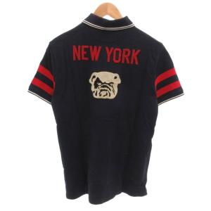 POLO RALPH LAUREN ポロシャツ カットソー 半袖 ワッペン 鹿の子 ロゴ M 紺 ネイビー /FF GY18