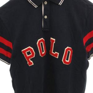 POLO RALPH LAUREN ポロシャツ カットソー 半袖 ワッペン 鹿の子 ロゴ M 紺 ネイビー /FF GY18