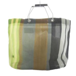 MARNI ストライプマーケットバッグ トートバッグ ロゴ レザーパッチ マルチカラー /YO24 GY11