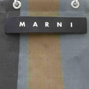 MARNI ストライプマーケットバッグ トートバッグ ロゴ レザーパッチ マルチカラー /YO24 GY11