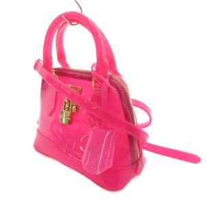 Samantha Thavasa ショルダーバッグ ハンド 2way ビニール クリア ロゴ 南京錠 ゴールドカラー金具 ピンク /FF