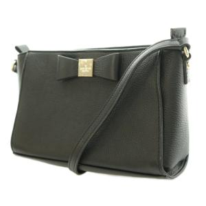 kate spade new york ショルダーバッグ レザー リボン ロゴ ワンカラー 黒 ブラック /BB GY11