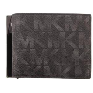 MICHAEL KORS 二つ折り財布 ウォレット MK柄 総柄 レザー ロゴ 黒 ブラック /JS GY11