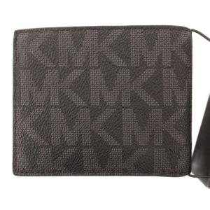 MICHAEL KORS 二つ折り財布 ウォレット MK柄 総柄 レザー ロゴ 黒 ブラック /JS GY11