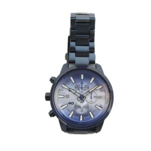 DIESEL ジャンク品 4596 腕時計 ウォッチ クォーツ クロノグラフ カレンダー付き 青文字場 黒 ブラック