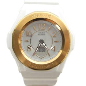 BGA-1050BLG Baby-G 腕時計 ウォッチ ソーラー カレンダー付き ロゴ ゴールド色 白