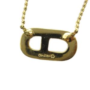 Christian Dior ネックレス アクセサリー ペンダント CDロゴ ラインストーン ゴールド色 GY18 /MQ OH