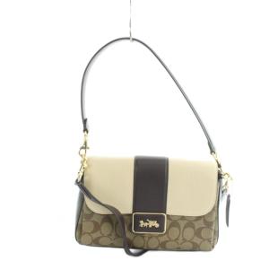 CC066 ショルダーバッグ ハンド 2WAY ロゴ シグネチャー 茶 ブラウン GY18 /MQ